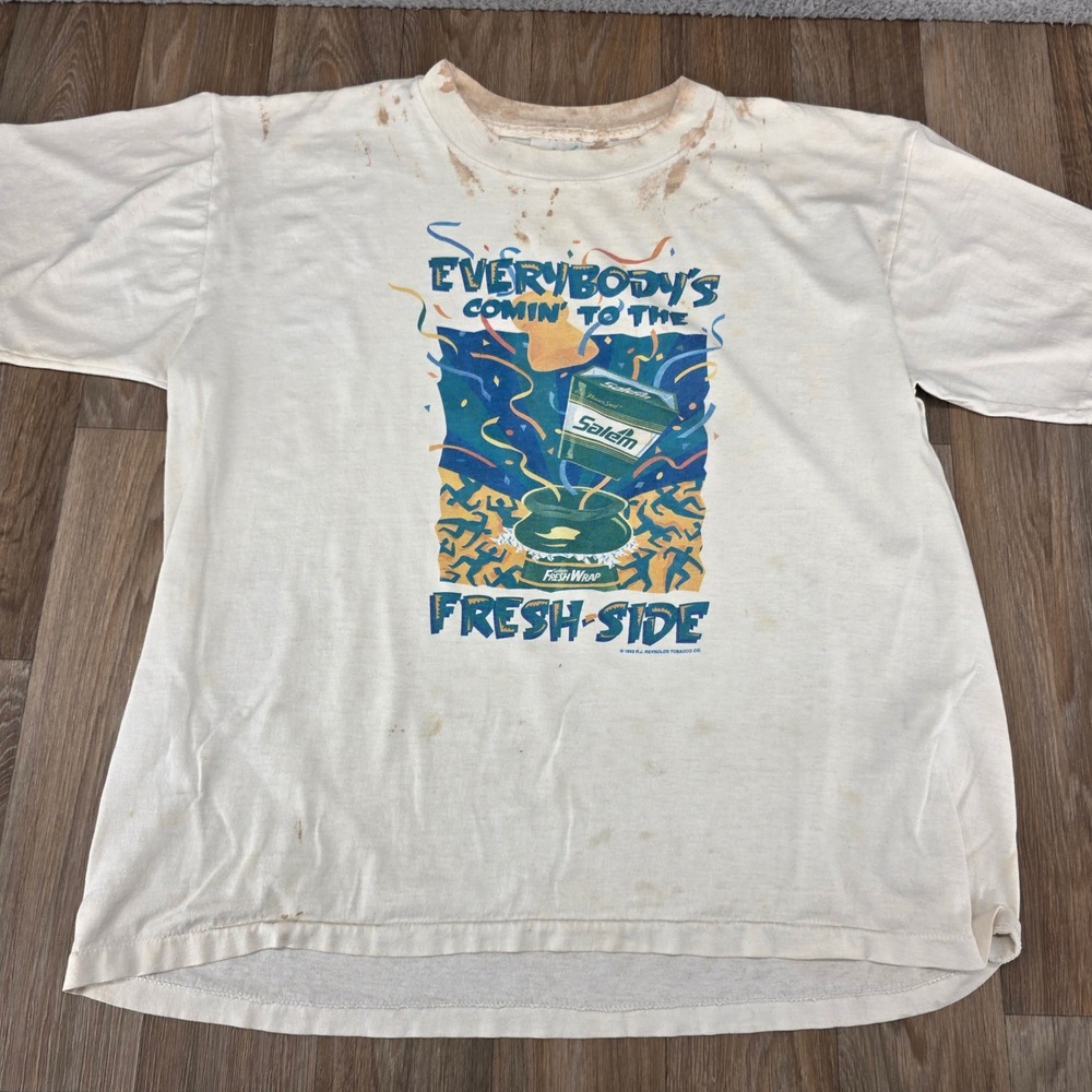 Vintage 1992 Salem Cigarettes Fresh Side T-Shirt XL Silkworm Single Stitch USA